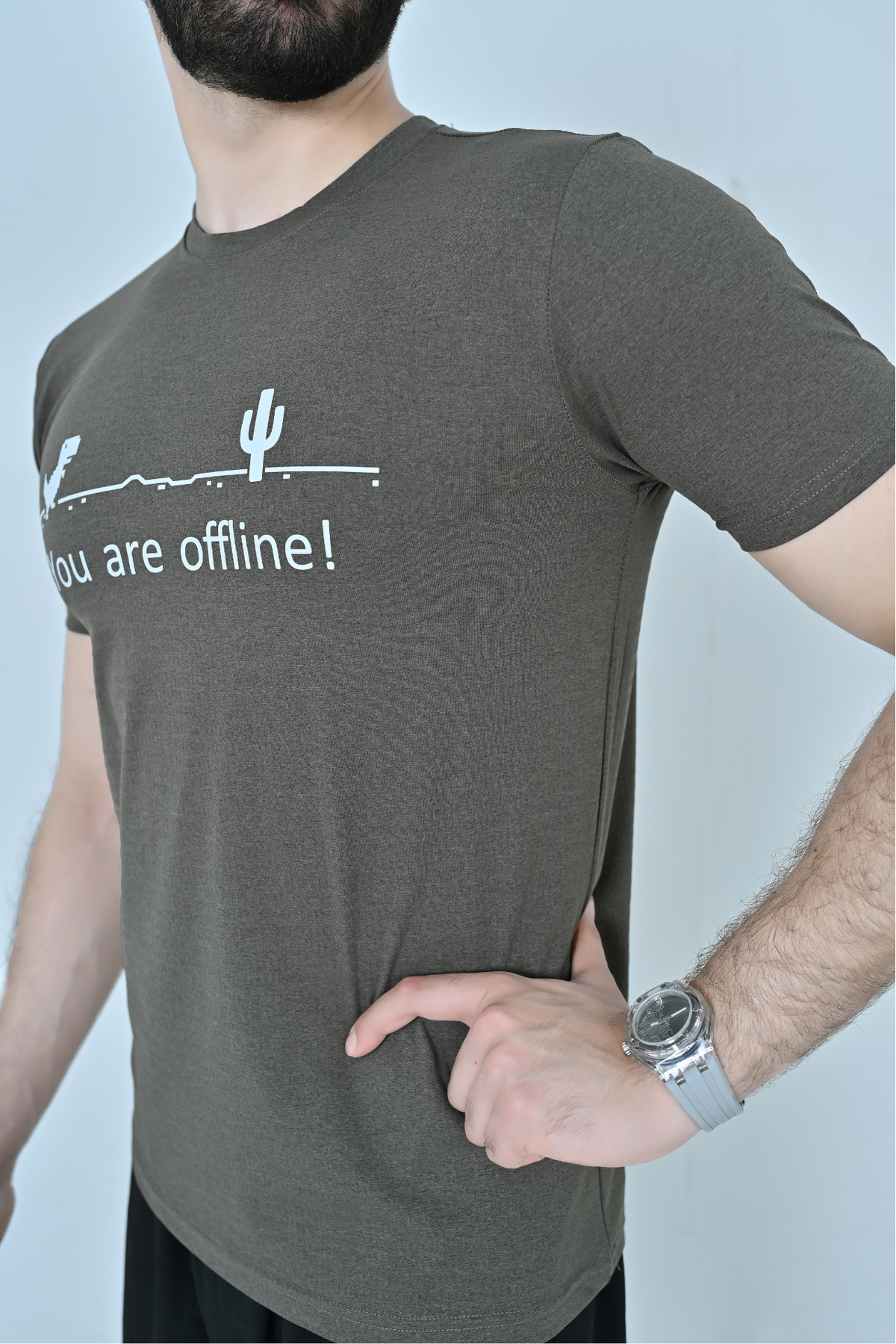 Offline Graphic T-Shirt - Olive Grey