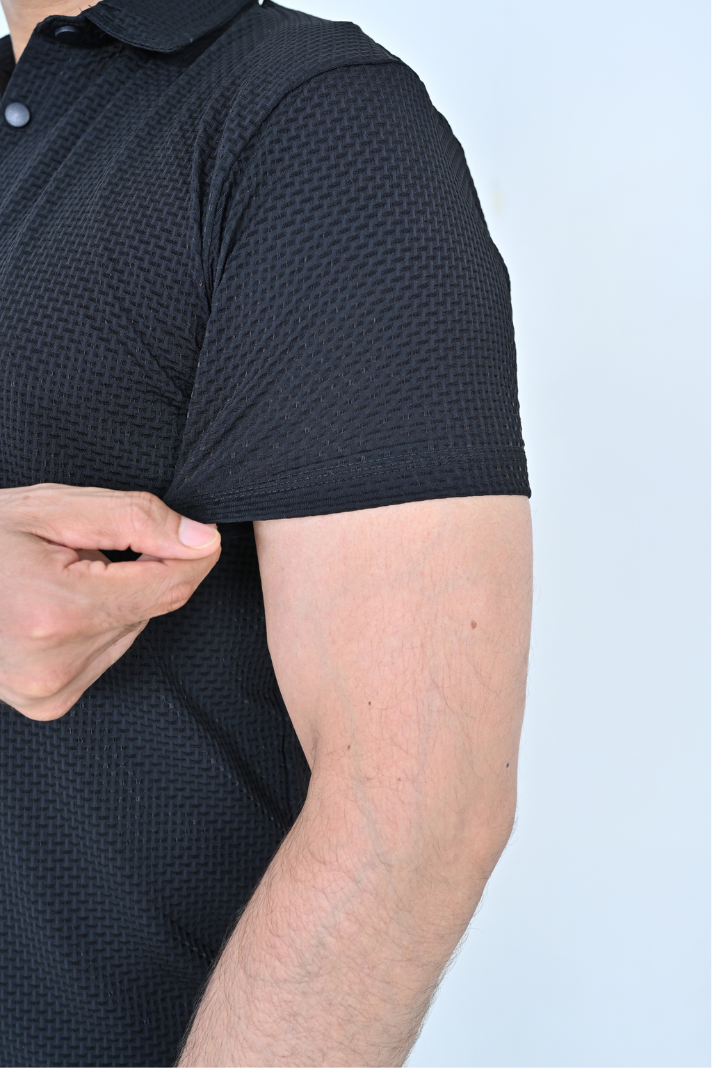 Textured Polo T-Shirt - Jet Black