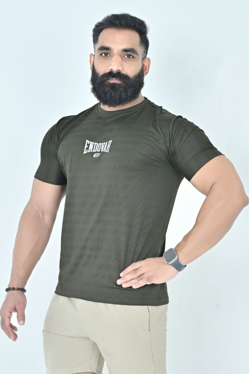 Endovar Textured Performance Sports T-Shirt - Dark Olive