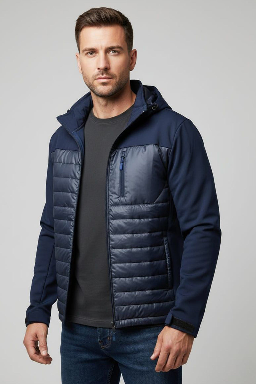 Men’s Hybrid Quilted Jacket - Navy Blue