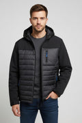Men's Hybrid Quilted Hooded Jacket - Black